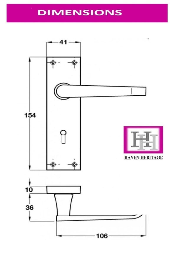 Victorian Straight Lever Latch Internal Lock Door Handles - Brass Plated Door Handles Internal, 150mm x 42mm Back Plate