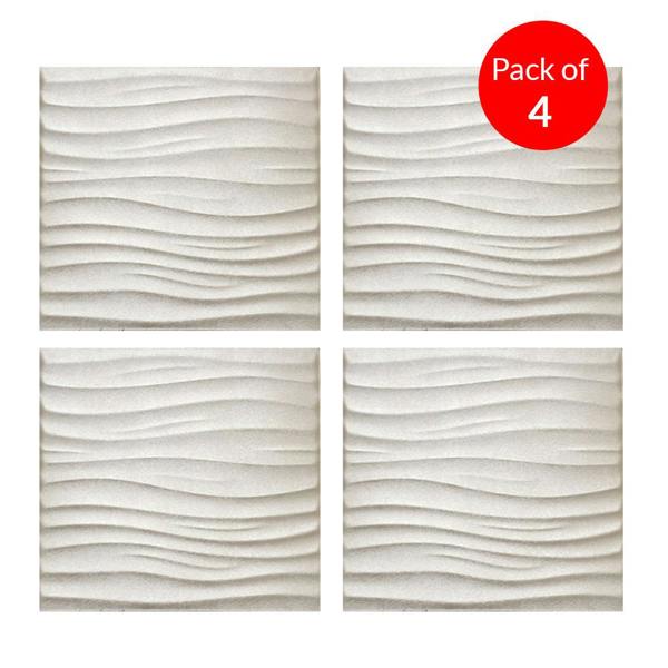 ENER-J Nile Wave 3D Grid PU Leather Wall Panels - 60x60cms, 10mm Thickness Size 600 x 600 mm (Pack of 4)
