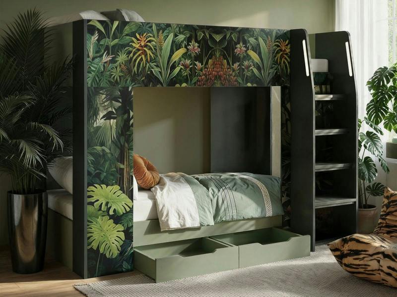 Lorith Jungle Bunk Bed with Drawers
