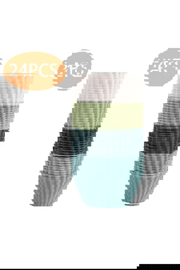 Living and Home 24pcs Reusable Silicone Muffin Baking Cups Multicolour