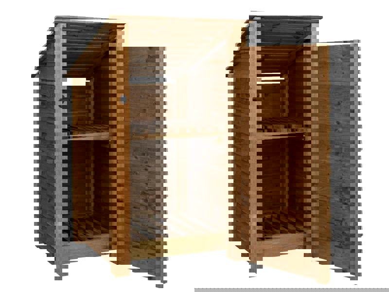 Arbor Garden Solutions Wooden Log Store with Door and Shelf (Roof Sloping Back) W-79cm, H-126cm or 180cm, D-88cm - Brown Finish