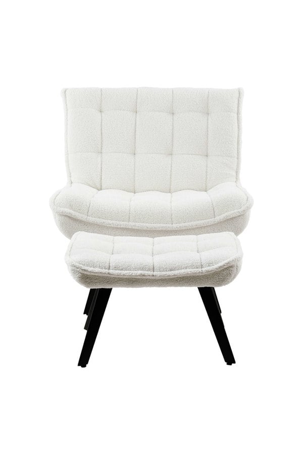 Living and Home Minimal Comfy Chair with Footstool Set for Living Reading Room