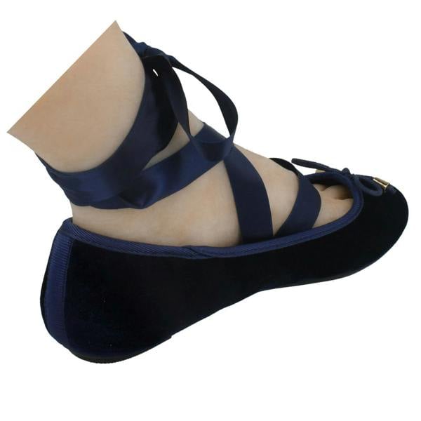 Spot On Ladies Spot On Tie Up Leg Ribbon Flat Ballerina Shoe F80273