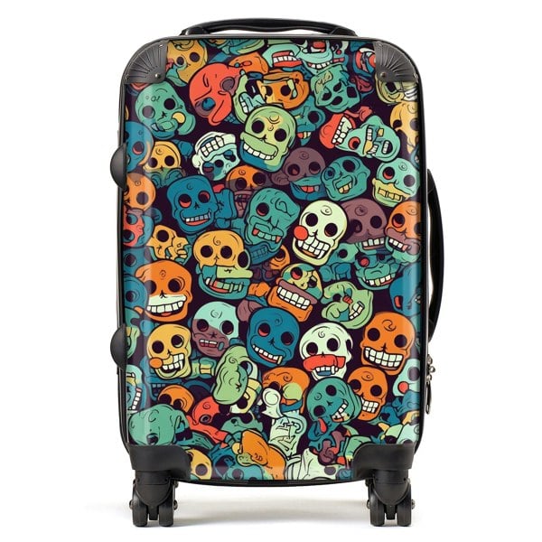 Warren Reed Smiling Skulls Pattern Suitcase