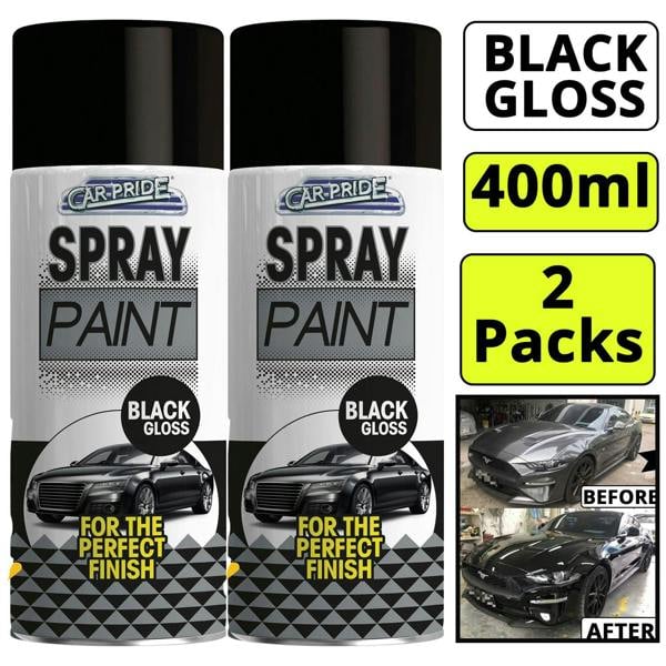 Carpride 2X Gloss Black Car Spray Paint 400ml