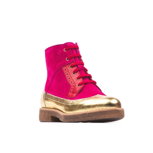 Embassy London Hatter - Ultra Glam - Women's higher ankle boot in red, pink and golden leather