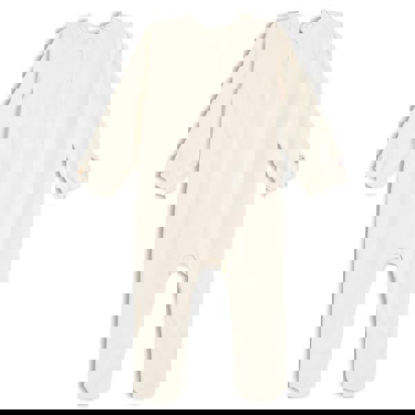 Baby Girls Velour Embroidered Sleepsuit & Toy, Cream - Minicuddles