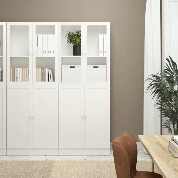 Furniture To Go Basic Tall Wide (4 Shelves) 4 Door Combination Unit in White