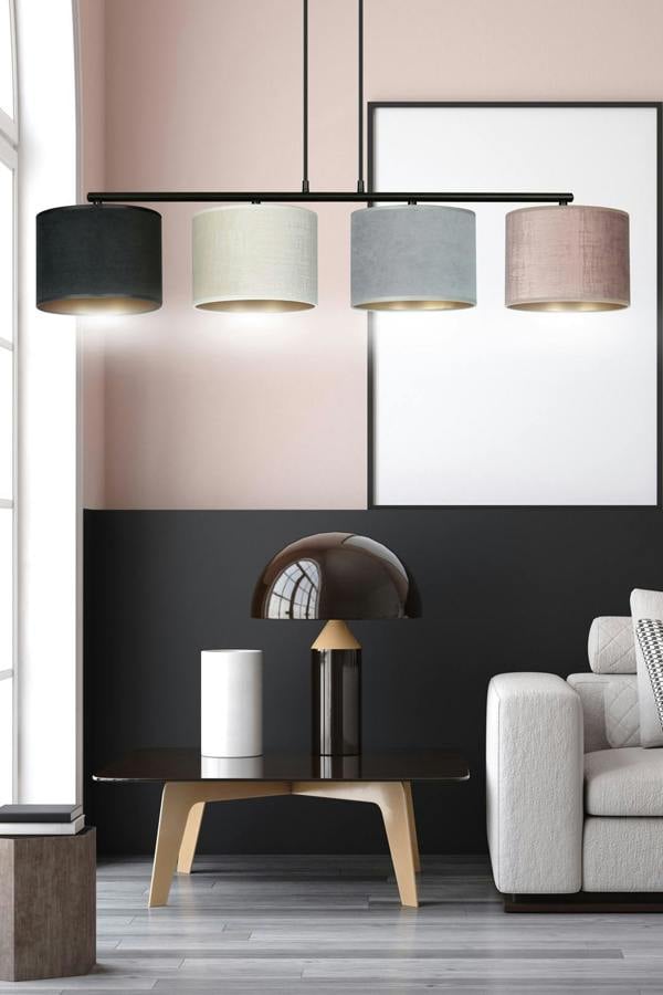 Emibig HILDE Pendant lamp 4 x E27 Black with Black, Grey and Pink Shade