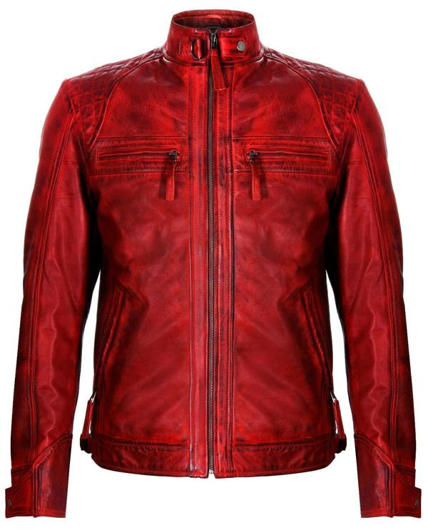 Infinity Leather Men's Vintage Zipped Leather Racing Quilted Biker Jacket
