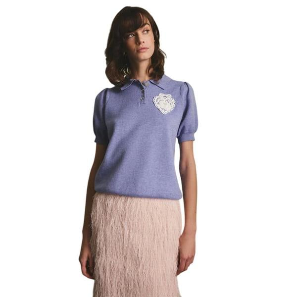 Cath Kidston Womens/Ladies Heart Knitted Pocket Polo Shirt - Blue - 