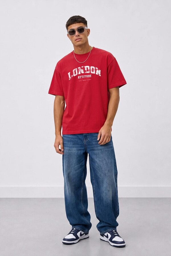 London Attitude Fearless Street Culture Oversized Heavyweight Graphic T-Shirt