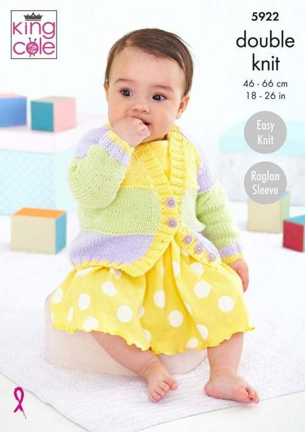 King Cole Cherished DK Knitting Pattern 5922, Sweaters, Cardigans for Baby, Kids, 18 - 26 Inches - Easy