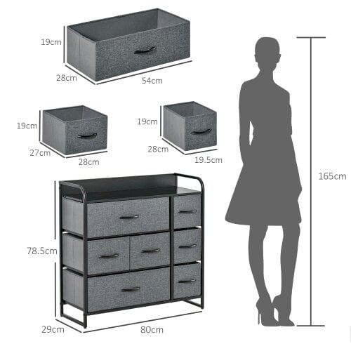 Wyld Haus Lizi Fabric And Metal Grey 7 Drawer Foldable Storage Chest