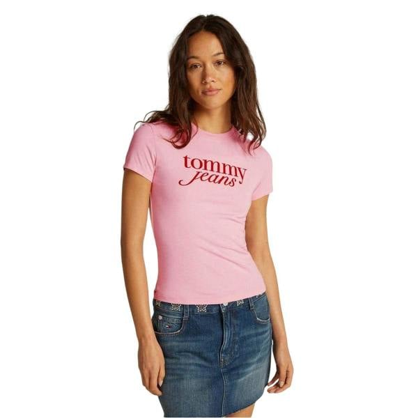 Tommy Jeans Womens/Ladies Essential Logo Slim T-Shirt - Pink - 