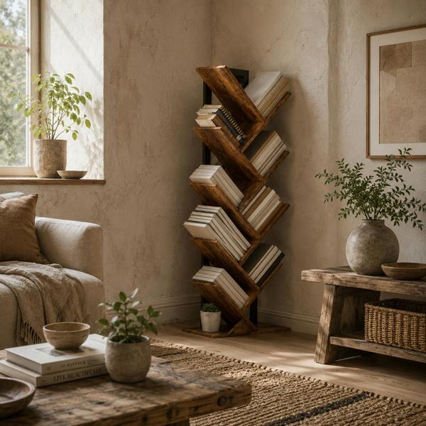 Wyld Haus Varani Wood Wood Effect 8 Section Tree Style Bookcase