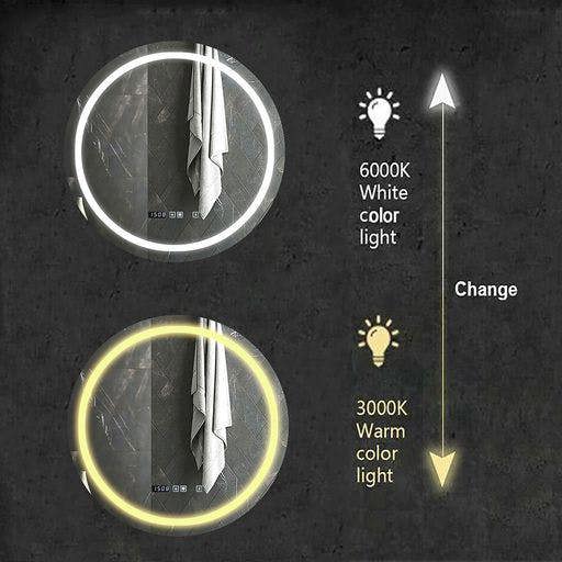ENER-J 70cm Round Bathroom LED Mirror with Bluetooth Speaker, CCT Colour Changing, Dimmable Touch Control, Wall Mount