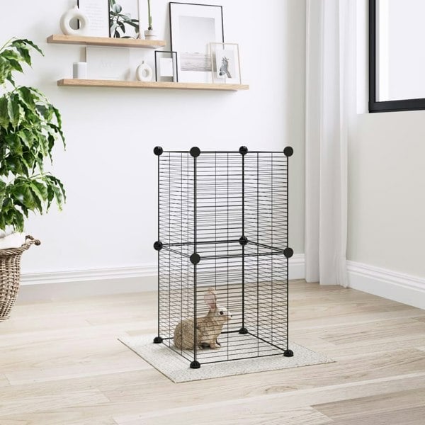 Berkfield 8-Panel Pet Cage Black 35x35 cm Steel
