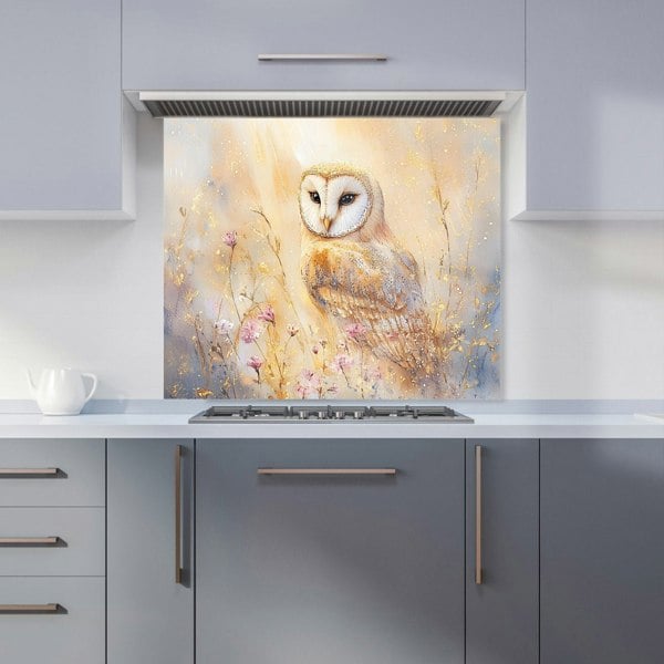 Warren Reed Owl in Meadow Glass Kitchen Splashback - 00013