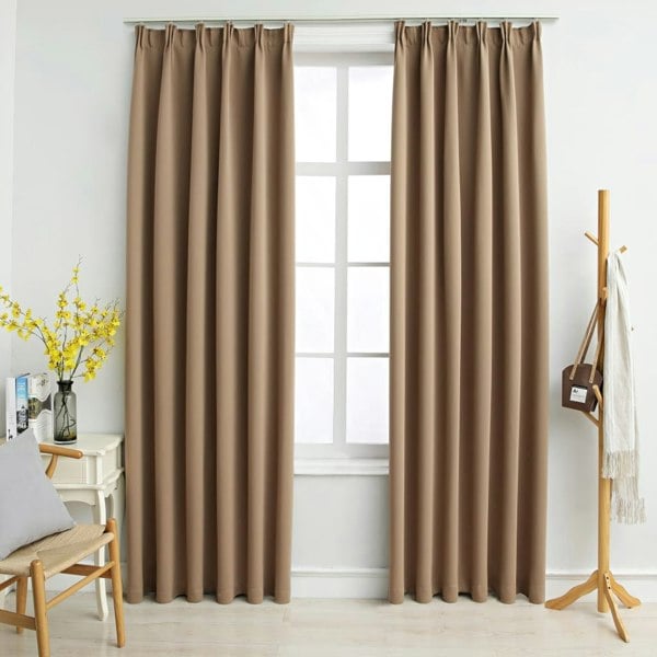 Berkfield Blackout Curtains with Hooks 2 pcs Taupe 140x245 cm