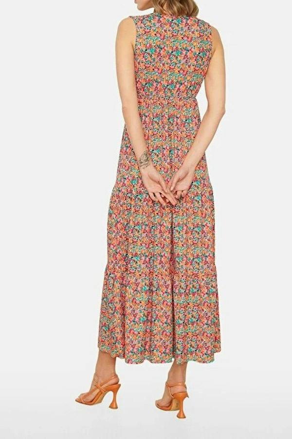 WOVCOR V-Neck Sleeveless A-Line Maxi Knit Dress