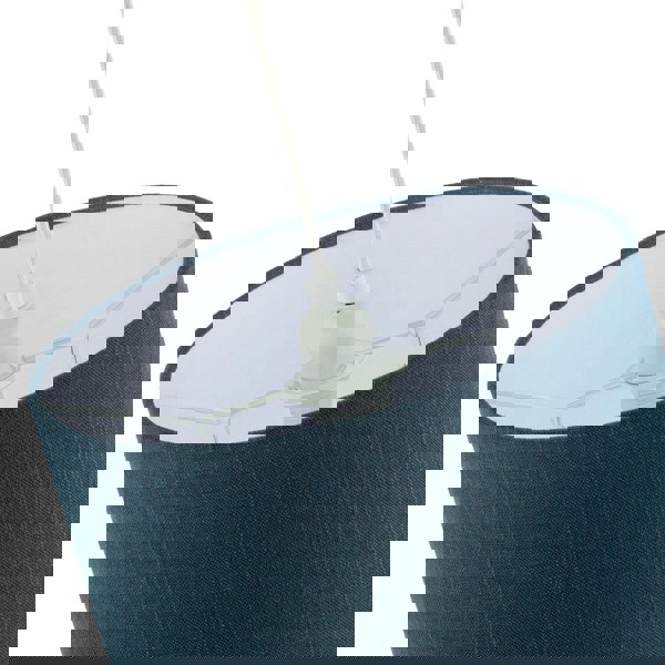 Dark Navy Blue Textured Linen Fabric Lamp Shade with Cotton Lining Image 5