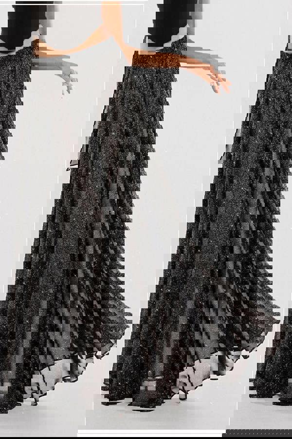 Gathered A-Line Glitter Chiffon Maxi Skirt SK30