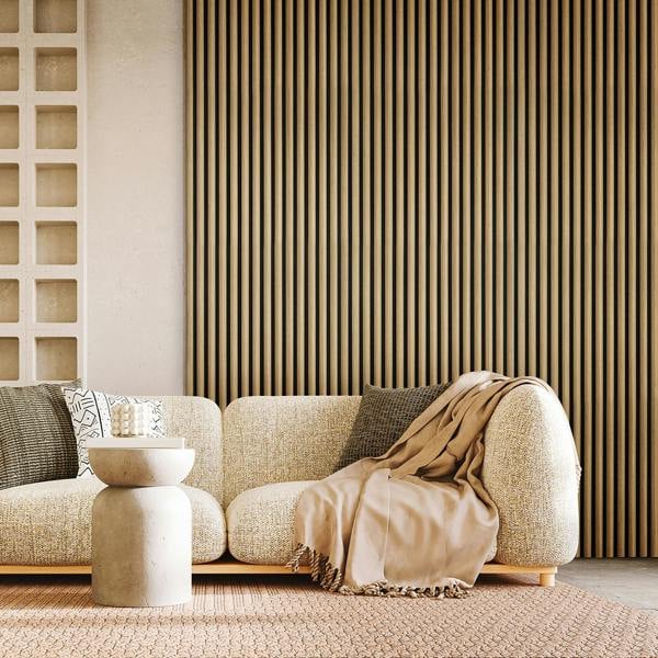 Fuse Acoustic Wooden Reeded Wall Panel in Natural Oak, 2.4m x 0.6m