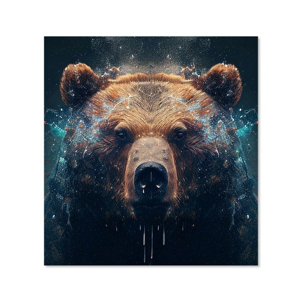 Warren Reed - Designer Brown Bear Face Splashart Kitchen Splashback