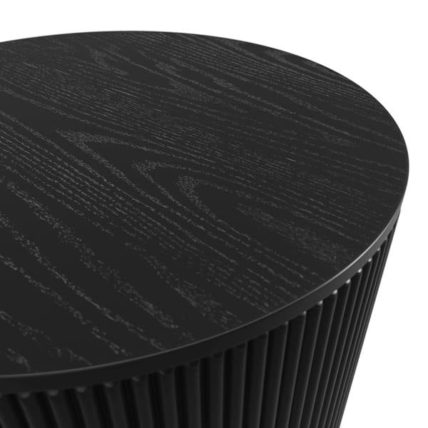 Wyld Haus Trecool Black Wood Reeded Round Coffee Table