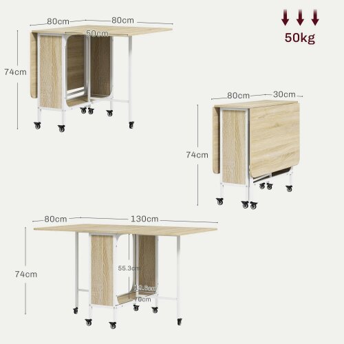 Wyld Haus Suni Reta Wooden Natural And White Drop Leaf Dining Table Seating 6