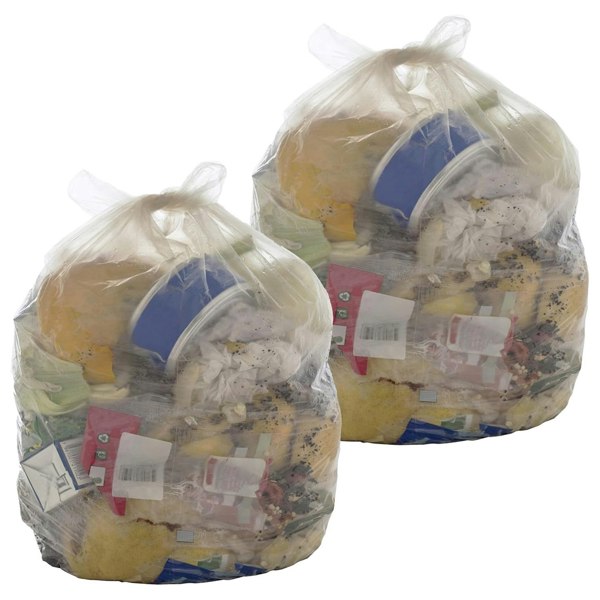 100 Clear Transparent Plastic Bin Bags 90L (18x29x39") Refuse Sacks For Home & Kitchen