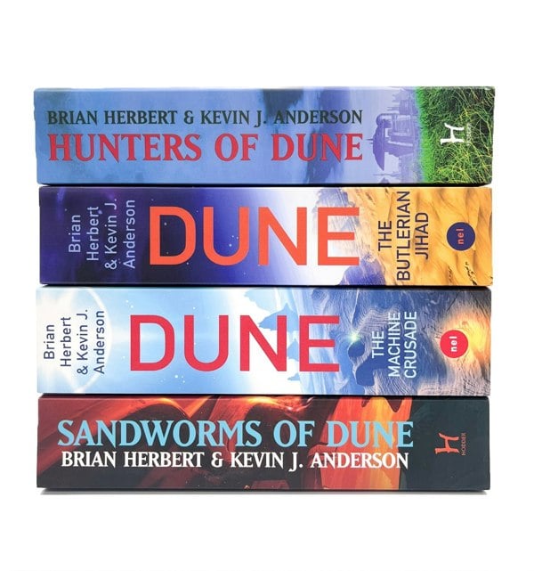 Dune Sequels and Legends of Dune 4 Books Set (Hunters of Dune, Sandworms of Dune, The Machine Crusade, The Butlerian Jihad)