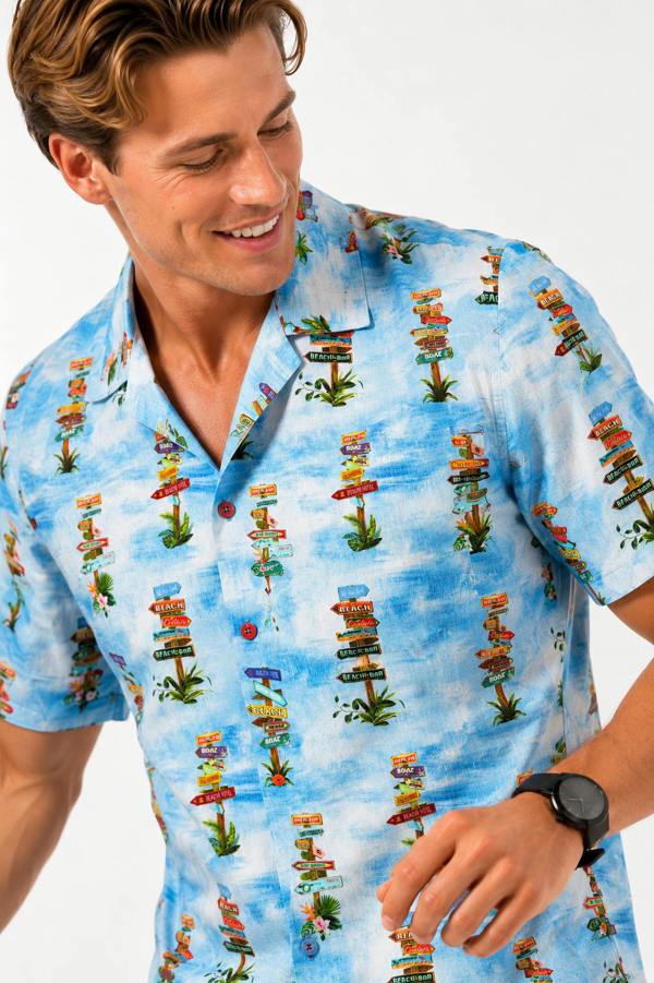 Claudio Lugli Tie Dye Beach Signs Hawaiian Shirt