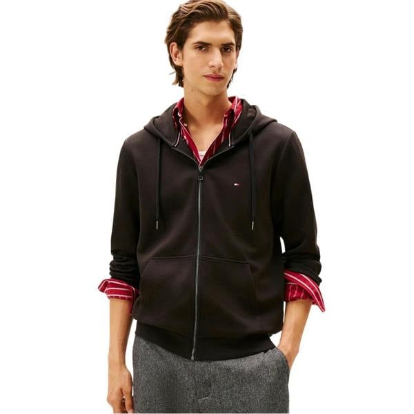 Tommy Hilfiger Mens Regular Long-Sleeved Full Zip Hoodie - Black - 