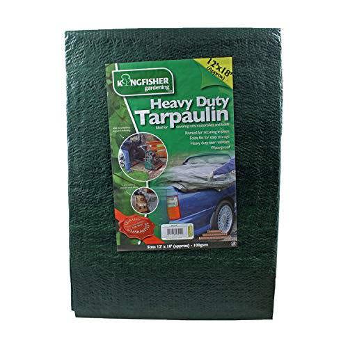 Kingfisher TP1218 12 Foot x 18 Foot 100 GSM Heavy Duty Tarpaulin - Dark Green