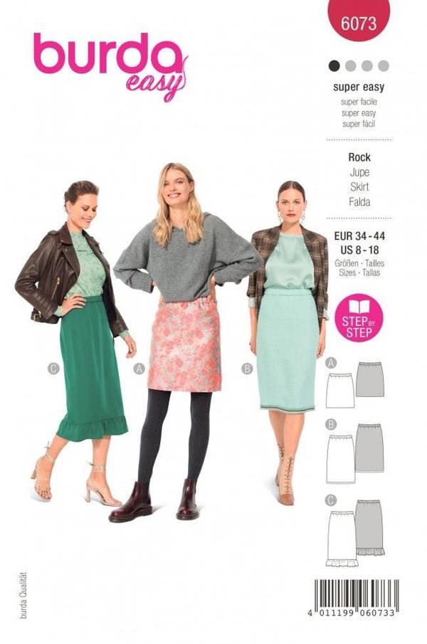 Burda Sewing Pattern 6073 Skirts For Women, 8-18 (34-44) - Easy