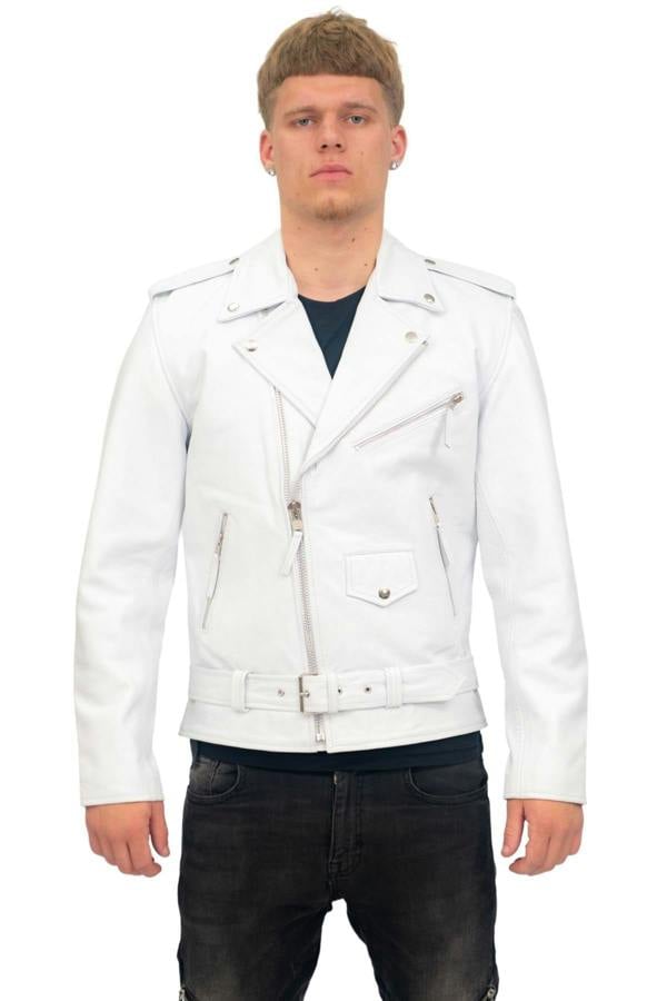 Infinity Leather Mens Cow-Hide Black Brando Jacket -Venice