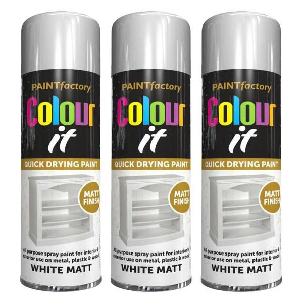 Paint Factory 3X  White Matt Spray Paint 250ml
