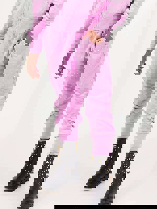 Angels Face Girls Bijou Crystal Velour Joggers in Pink