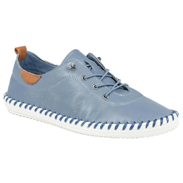 Lunar Womens/Ladies St Ives Leather Plimsolls - Mid Blue - 