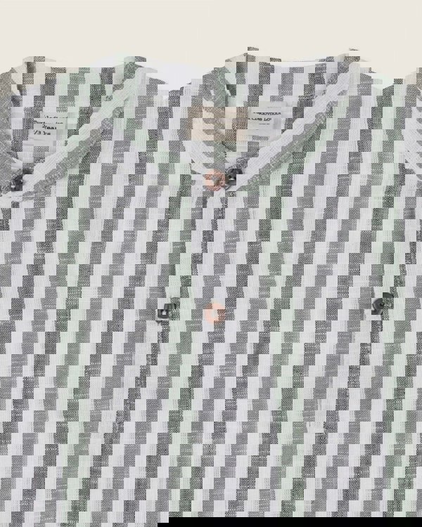 Multicolour Stripe Print Mandarin Collar Shirt - image 2