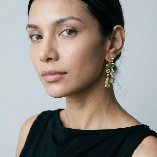 Uchi & Soto Hanabi Mixed Stone Drop Mismatch Earrings