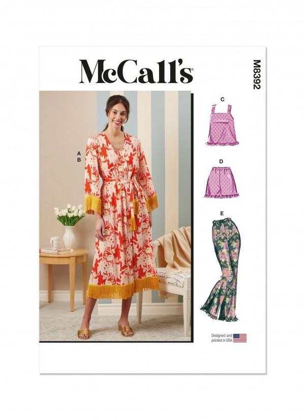 McCalls 8392 Paper Sewing Pattern – Women's Pyjamas & Robe, Easy