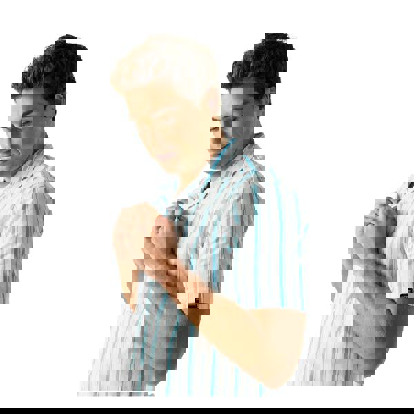 Regatta Mens Hadlin Striped Shirt - White/Nordic Blue - 