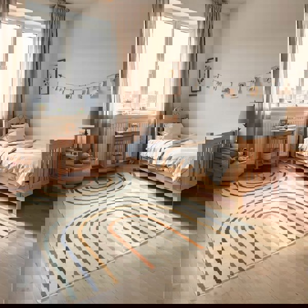 Adventures Kids Rainbow Cream & Multicolour Rug