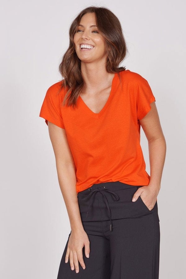 Jeetly.comPhoebe Red Sleeveless V Neck TopShirts & Tops
