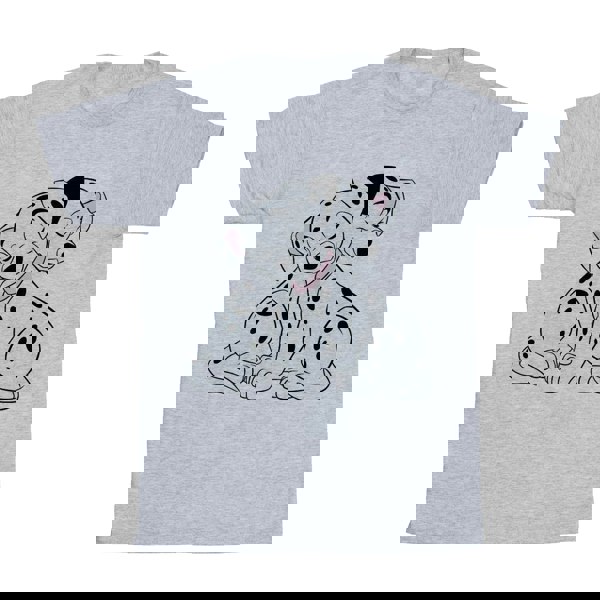 Disney Girls 101 Dalmatians Puppy Love Cotton T-Shirt - Sports Grey