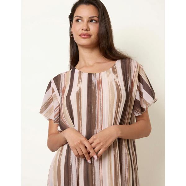 Blue Vanilla Short Sleeve Pleated Paint Top