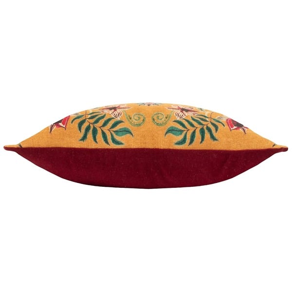 Wylder Holland Park Duo Peacock Rectangular Cushion Cover - Ochre / Claret